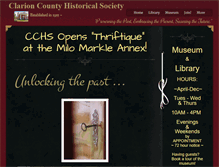 Tablet Screenshot of clarioncountyhistoricalsociety.org